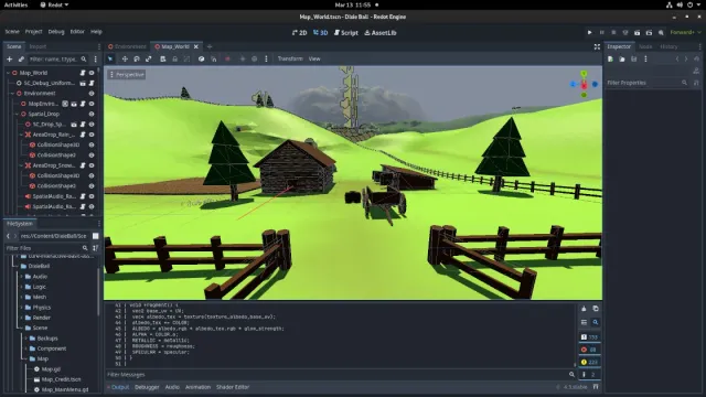 A screenshot of the Dixie Ball map inside the Redot 4.3 game engine