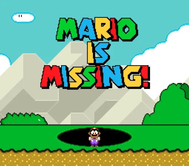 Mario Is Missing SNES title screen.
