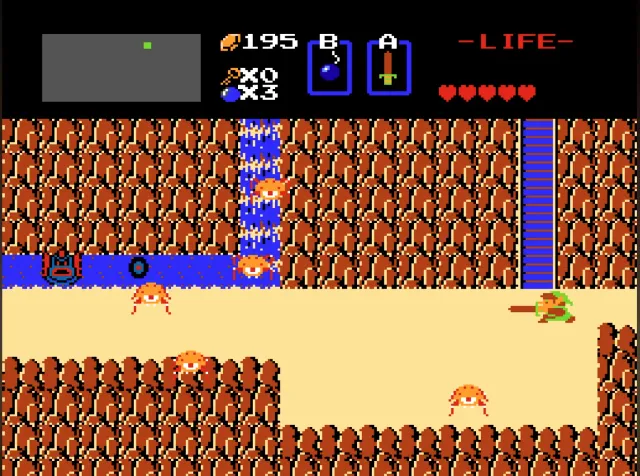 Screenshot of The Legend of Zelda for the NES.